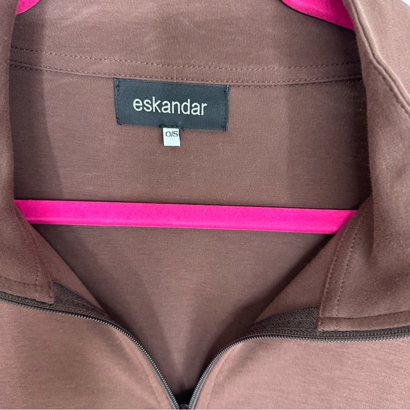 Eskandar Slope Shoulder Zip Up Sweatshirt Jacket Cotton One size Fits Most - Picture 3 of 7